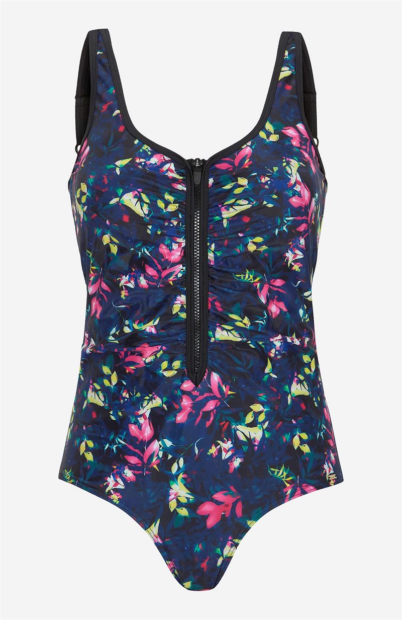 Mønstret badedragt med lynlås