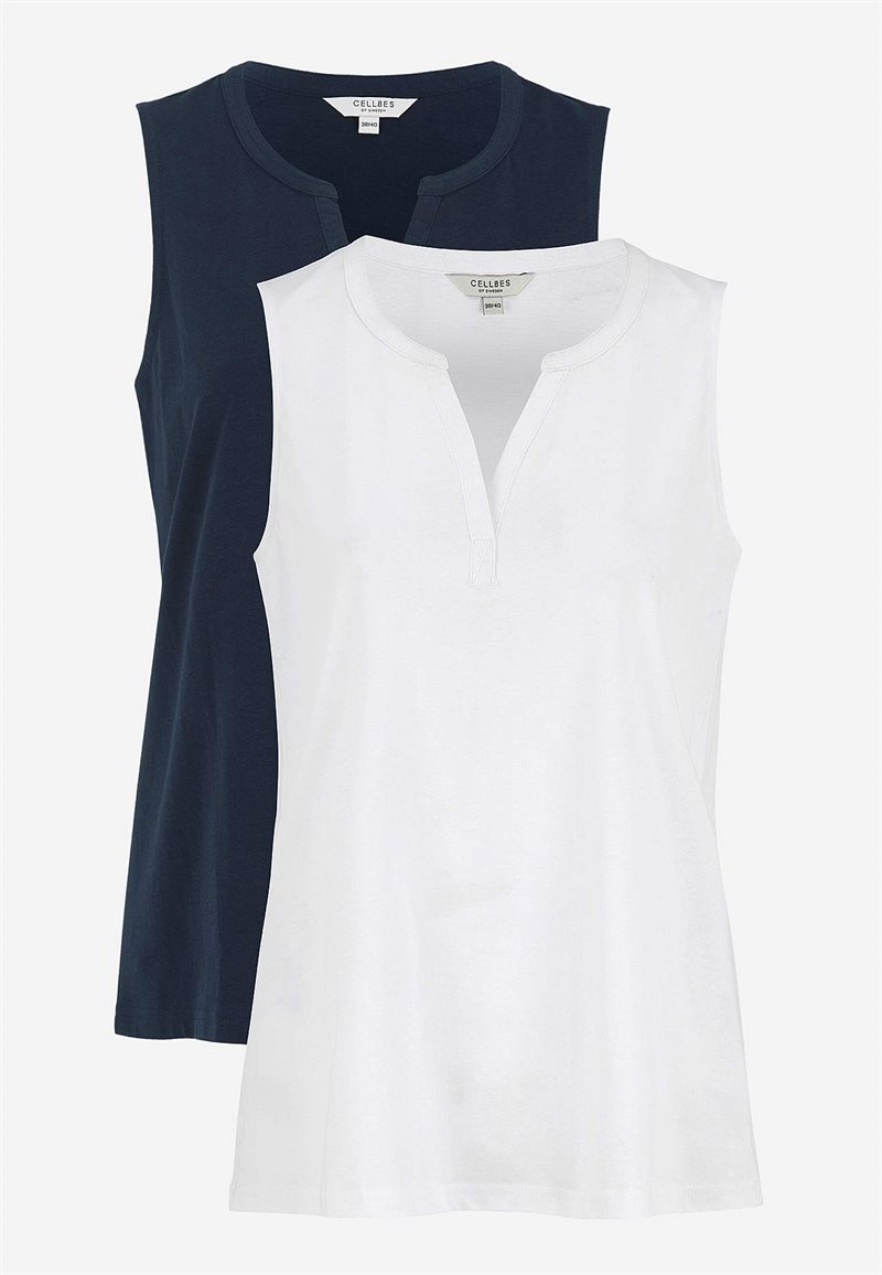 Ærmeløs top i økologisk bomuld 2-pack