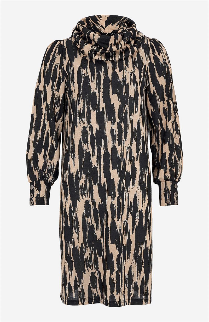 Mønstret, knælang jerseykjole