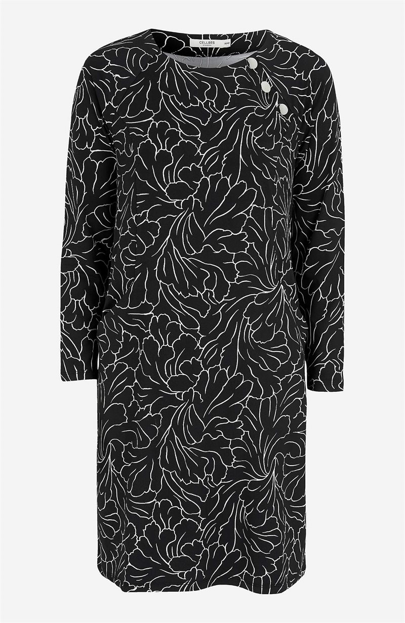 Mønstret jerseykjole med lommer