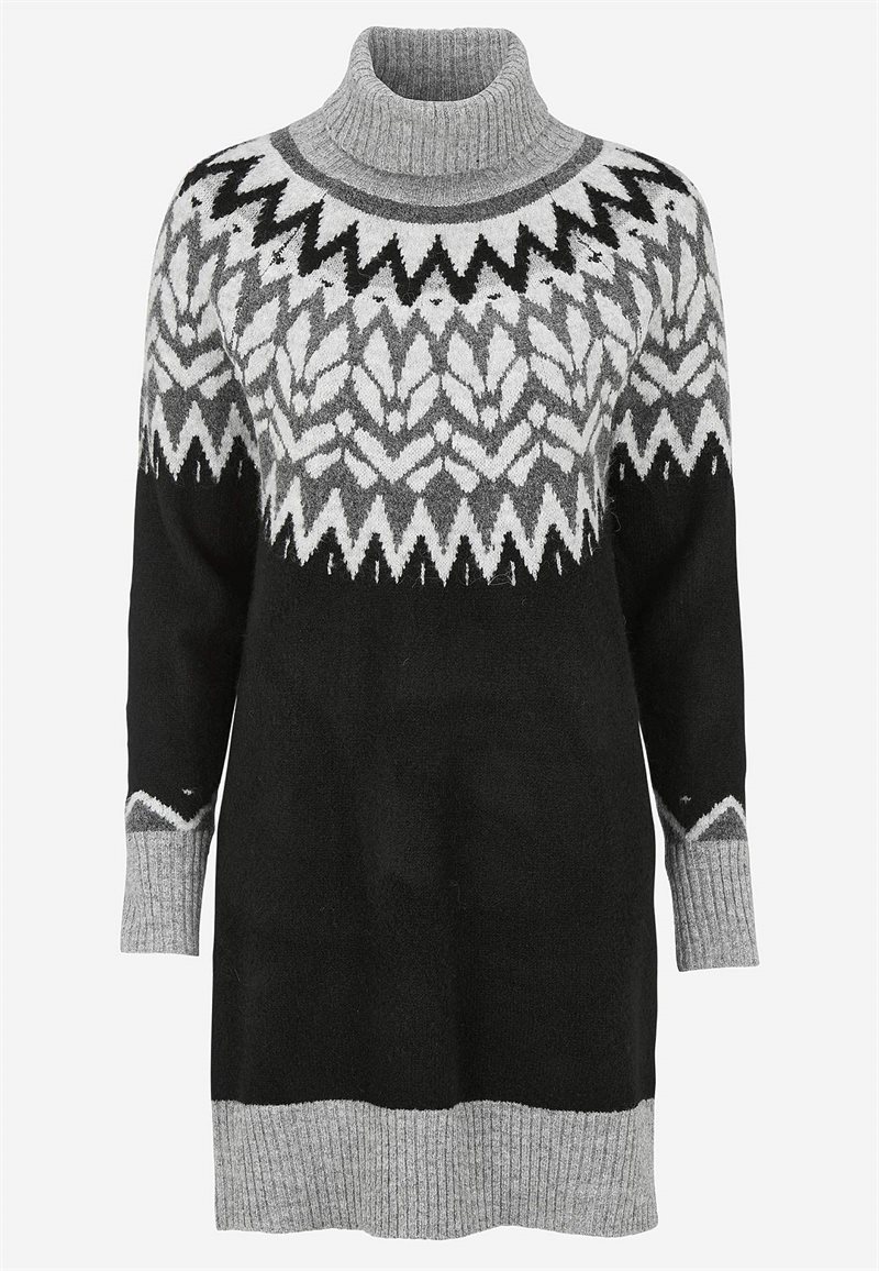 Kjole med jacquard-strikket mønster