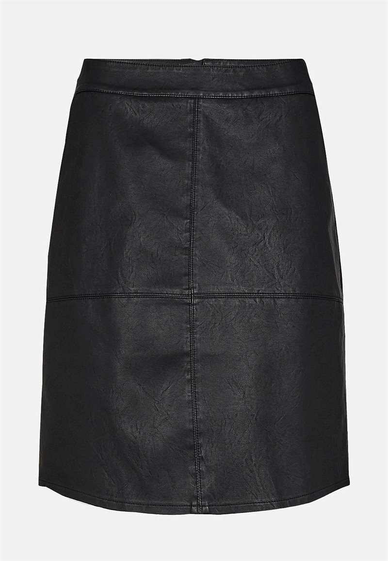 Nederdel med lommer og læderimitation