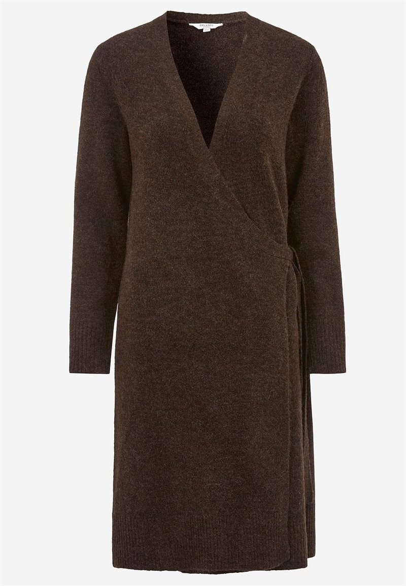 Strikket kjole med slå-om design