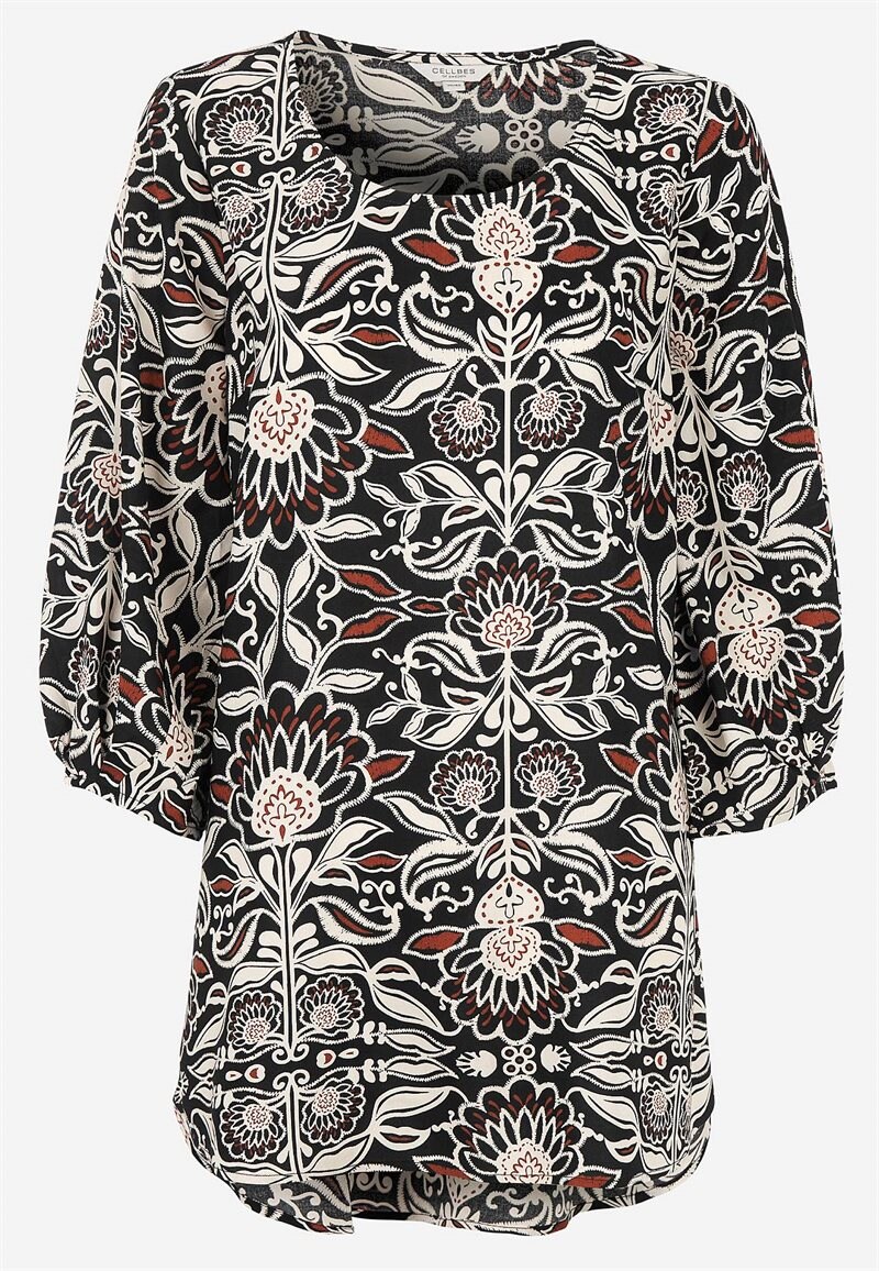 Vævet tunika med 3/4 ærmer