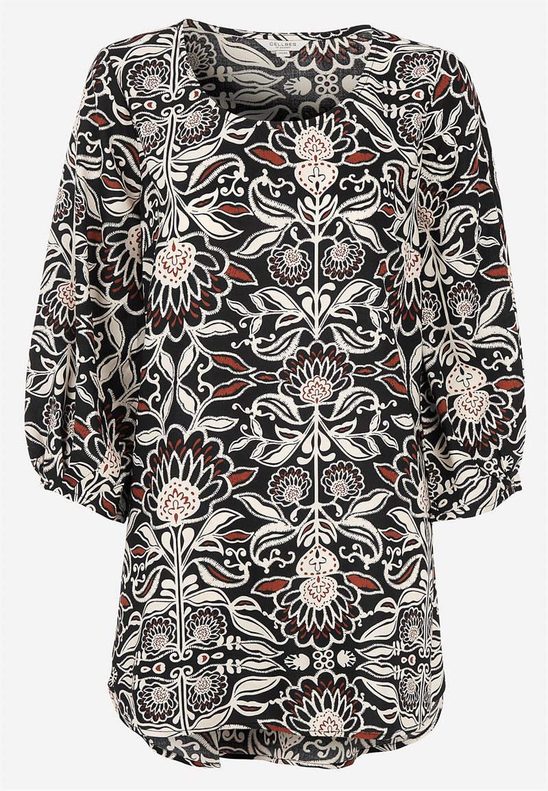 Vævet tunika med 3/4 ærmer