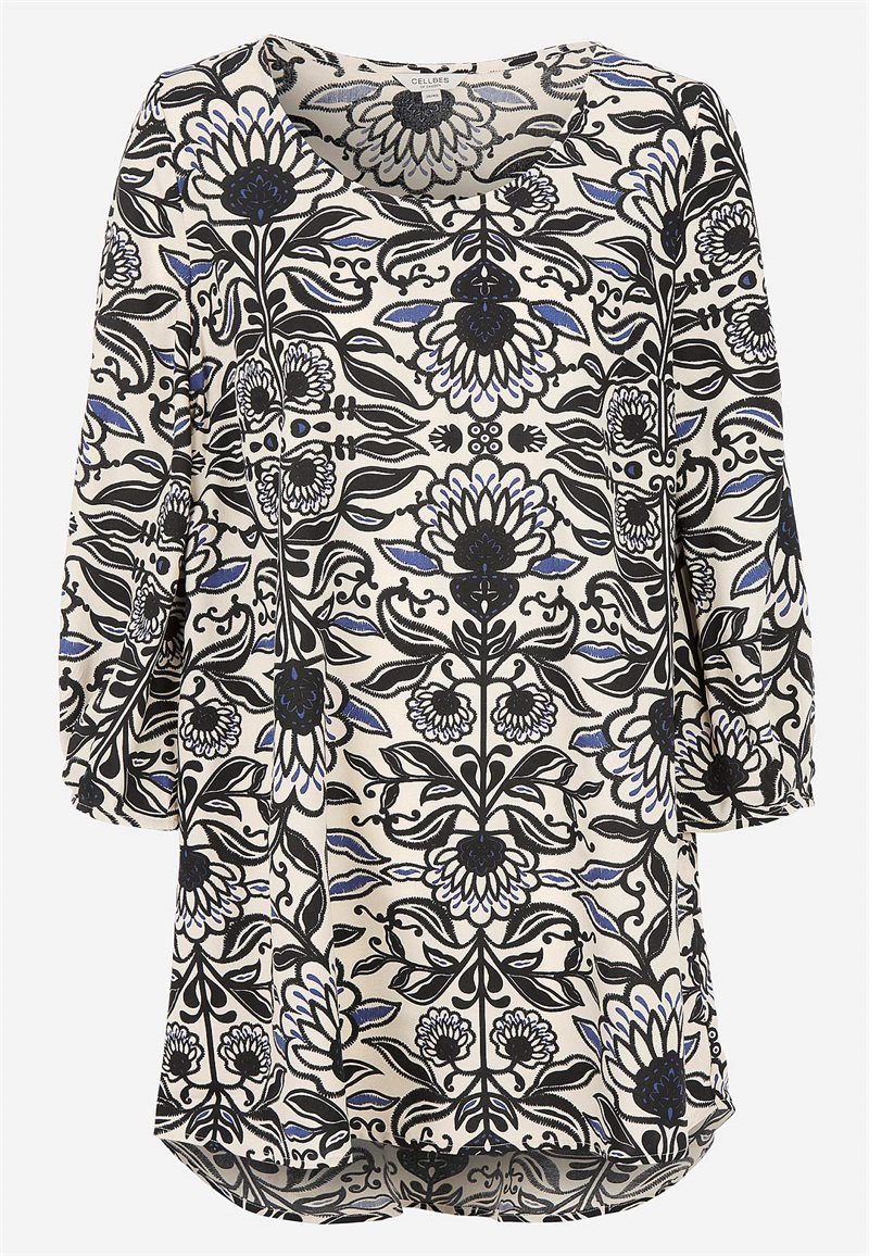 Vævet tunika med 3/4 ærmer