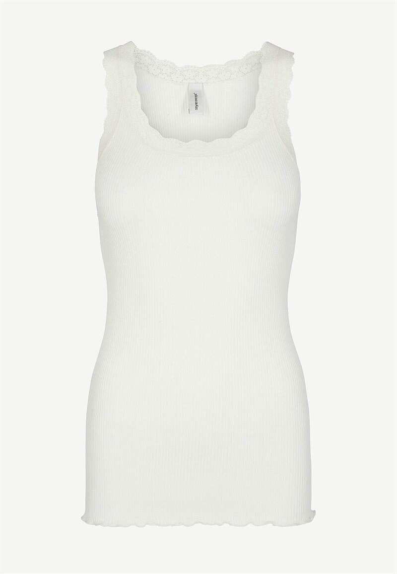 Ribbet singlet i silkemix