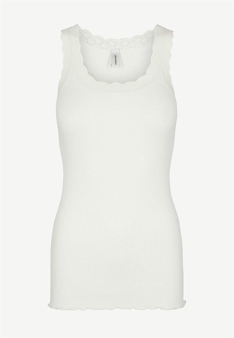 Ribbet singlet i silkemix