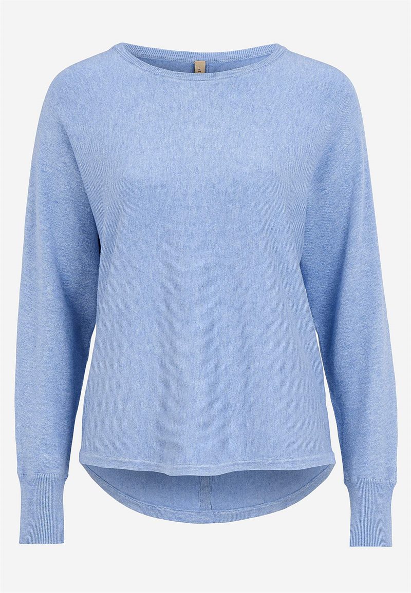 Fintstrikket trøje med knapper i ryggen