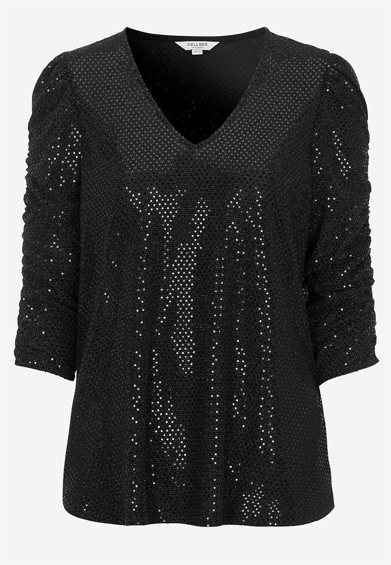 Paillet top med 3/4 ærmer