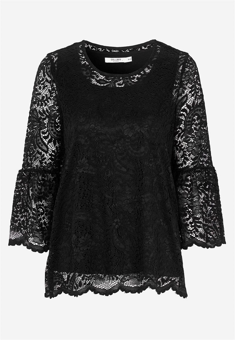 Blondetop med trompetærme