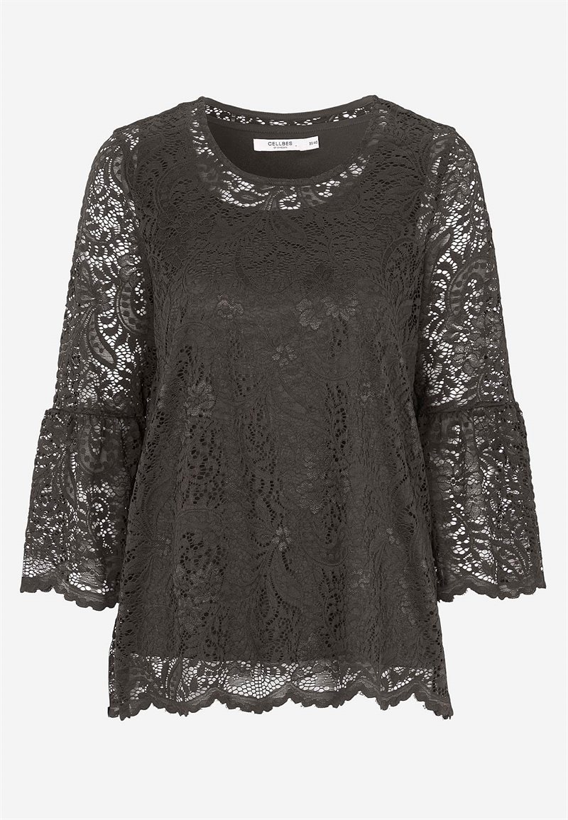 Blondetop med trompetærme