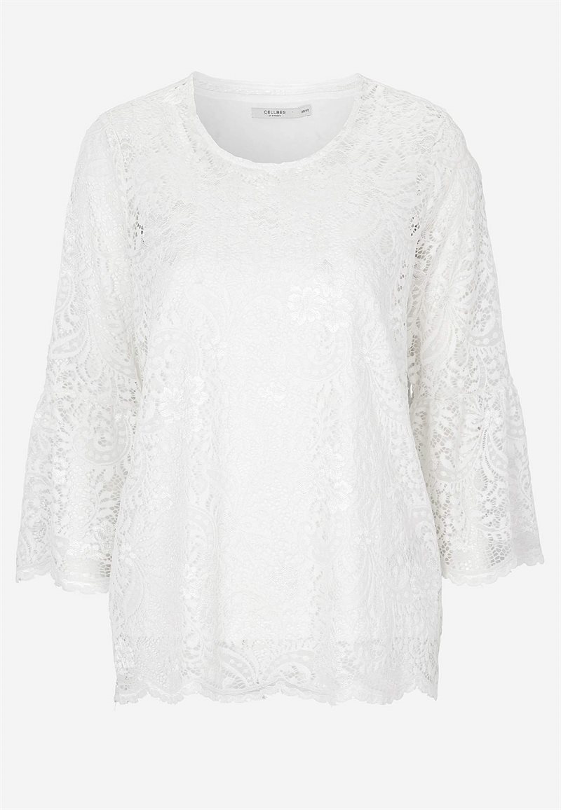 Blondetop med trompetærme