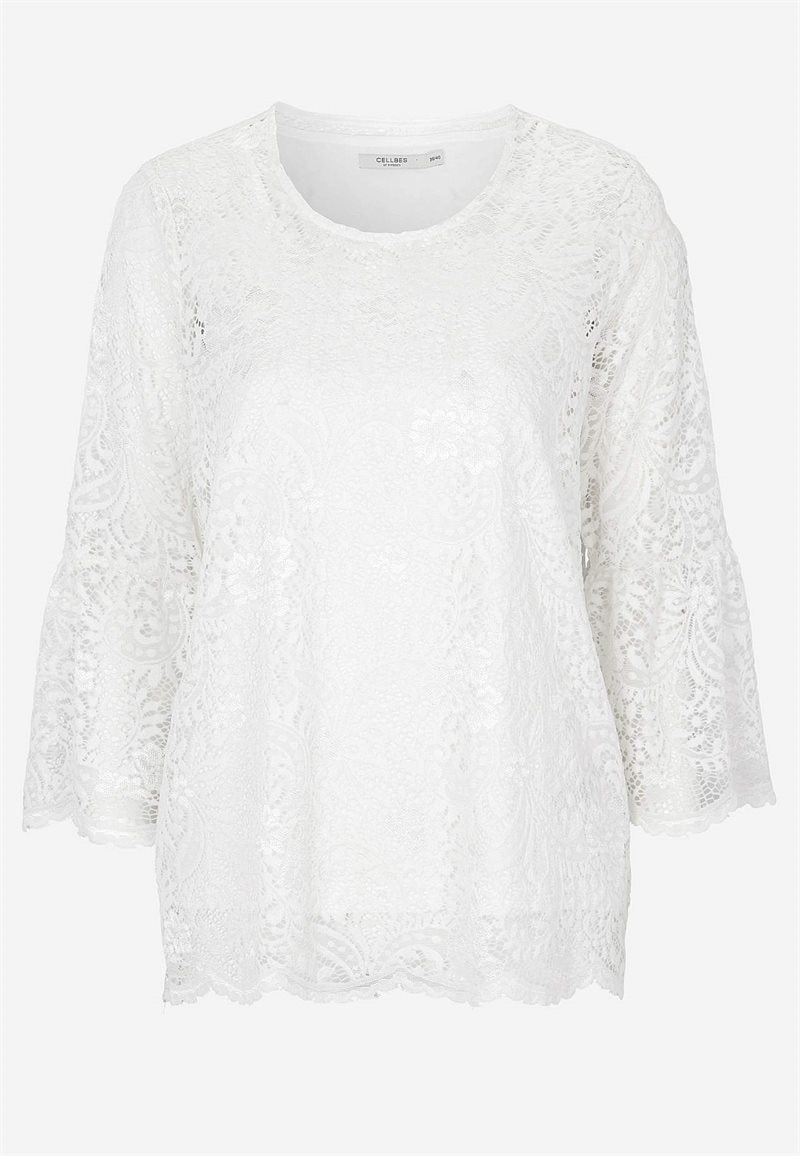 Blondetop med trompetærme