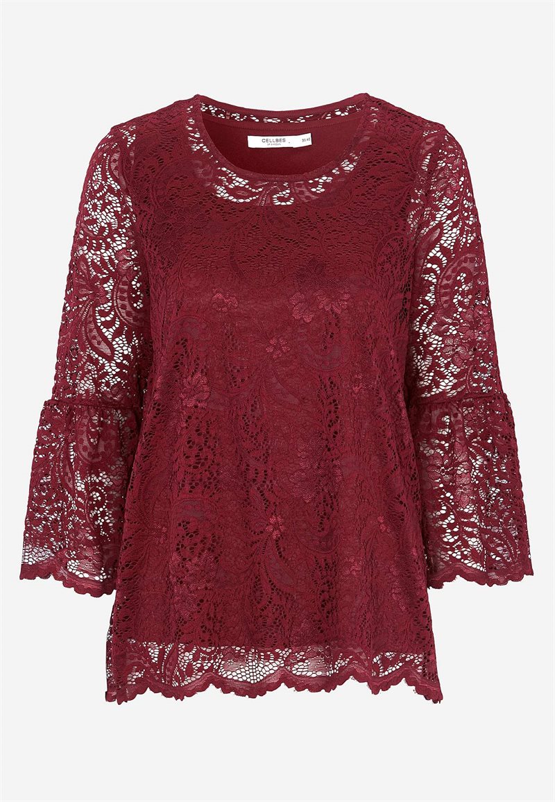 Blondetop med trompetærme