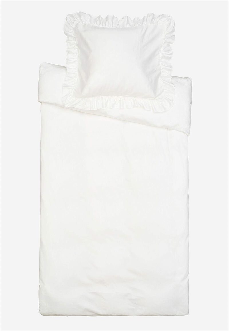 Sengesæt i satin med volanter Økologisk bomuld