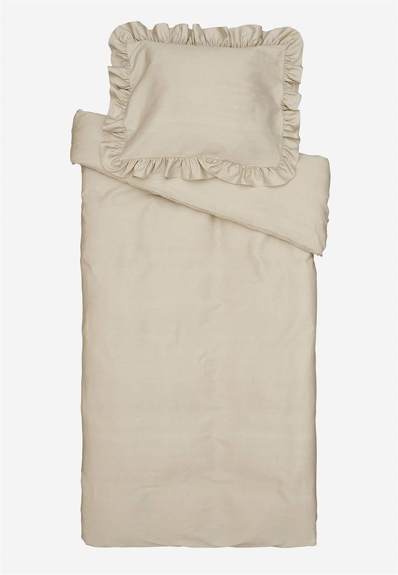 Sengesæt i satin med volanter Økologisk bomuld