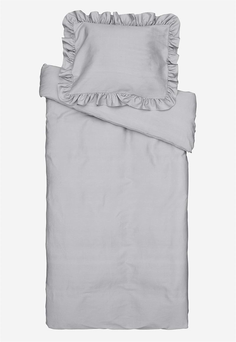 Sengesæt i satin med volanter Økologisk bomuld