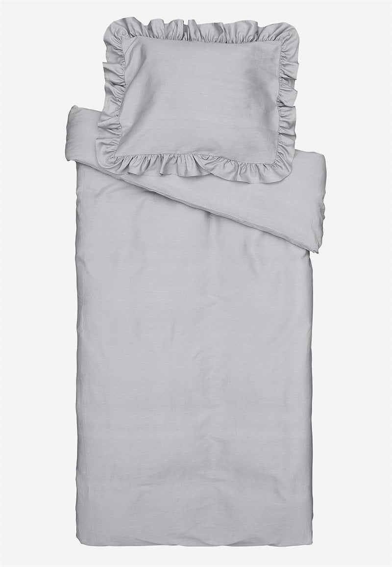 Sengesæt i satin med volanter Økologisk bomuld
