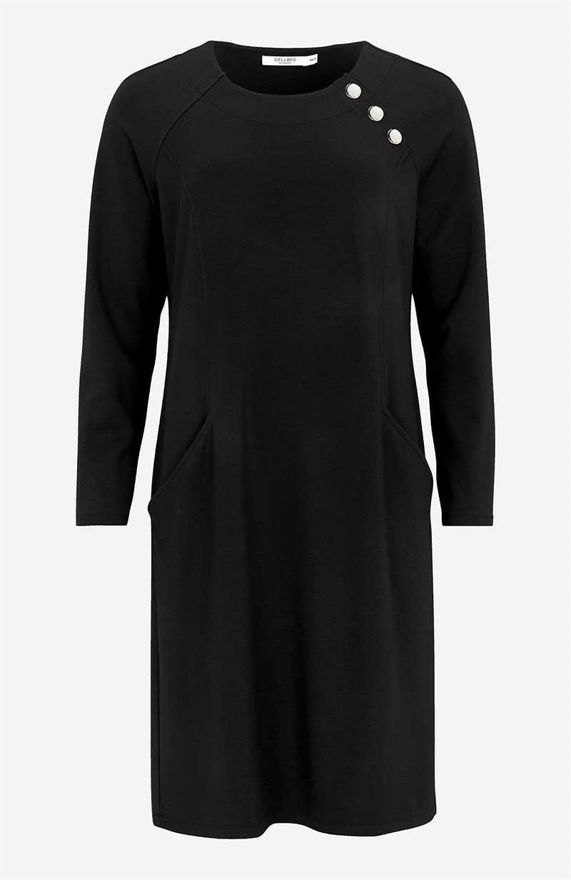Jerseykjole med knapdekoration