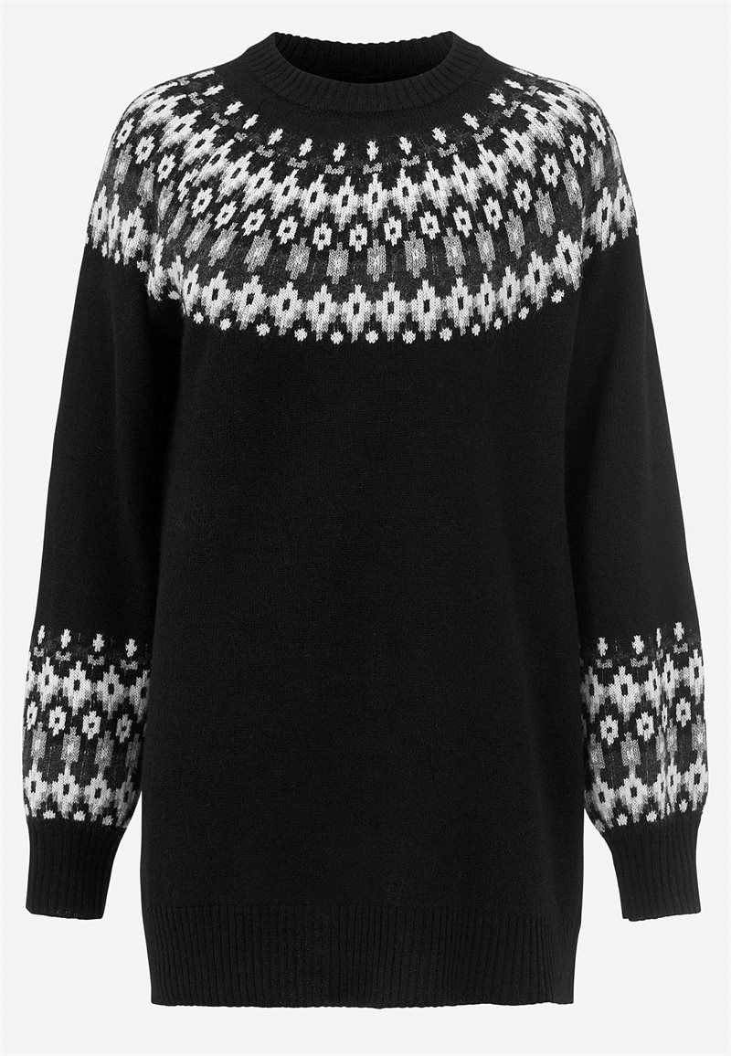 Strikket, jacquardmønstret trøje