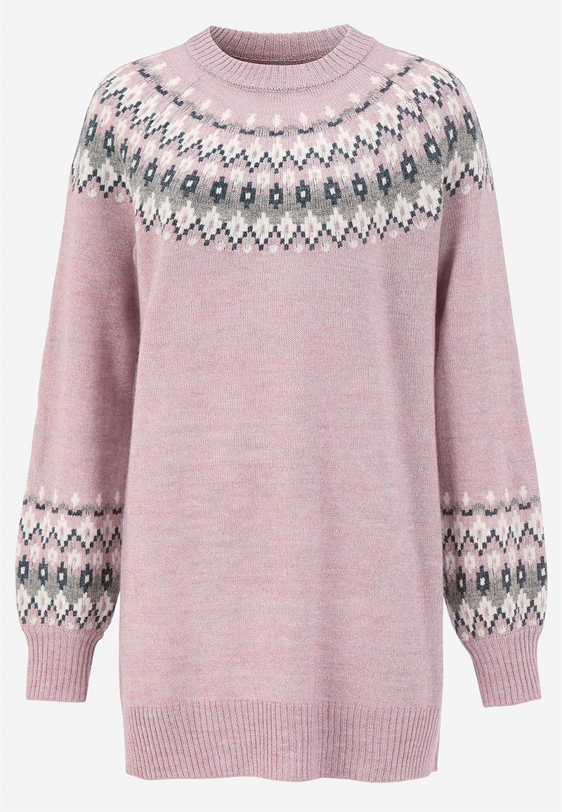 Strikket, jacquardmønstret trøje