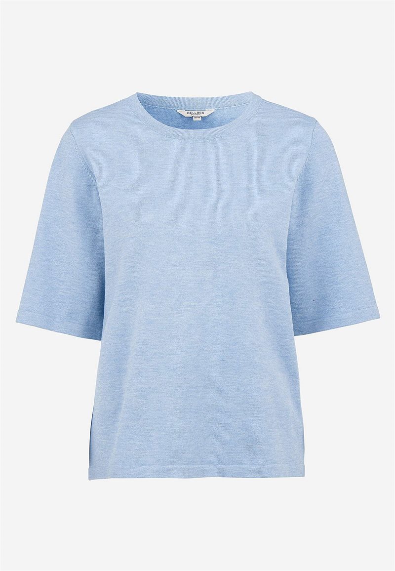 Kortærmet fintstrikket trøje