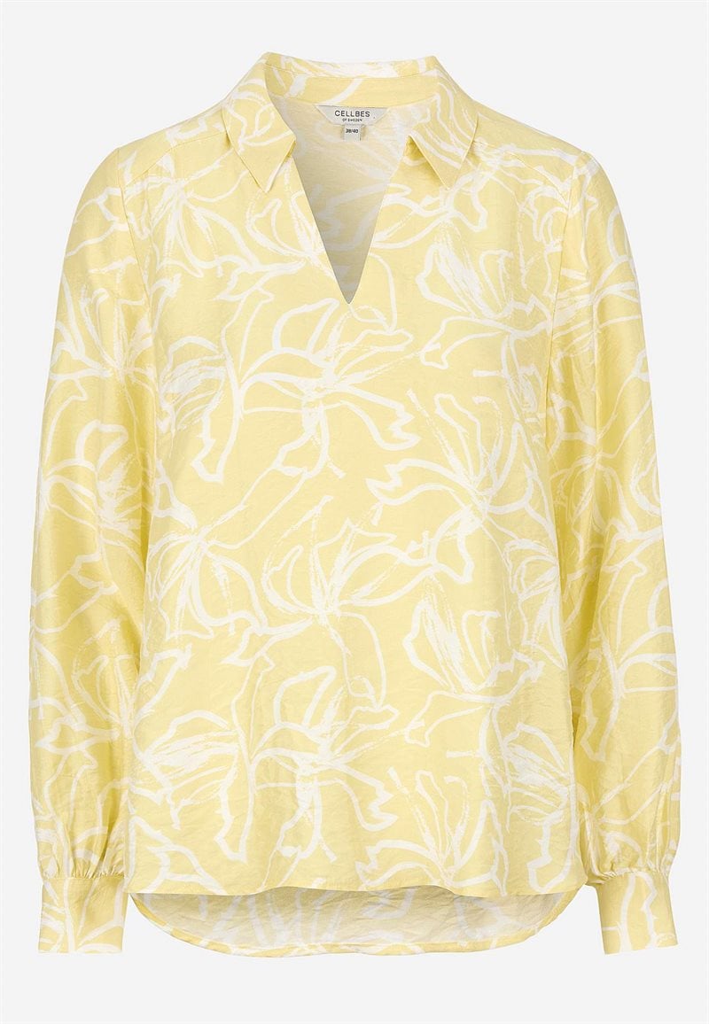 Vævet bluse med brede ærmer