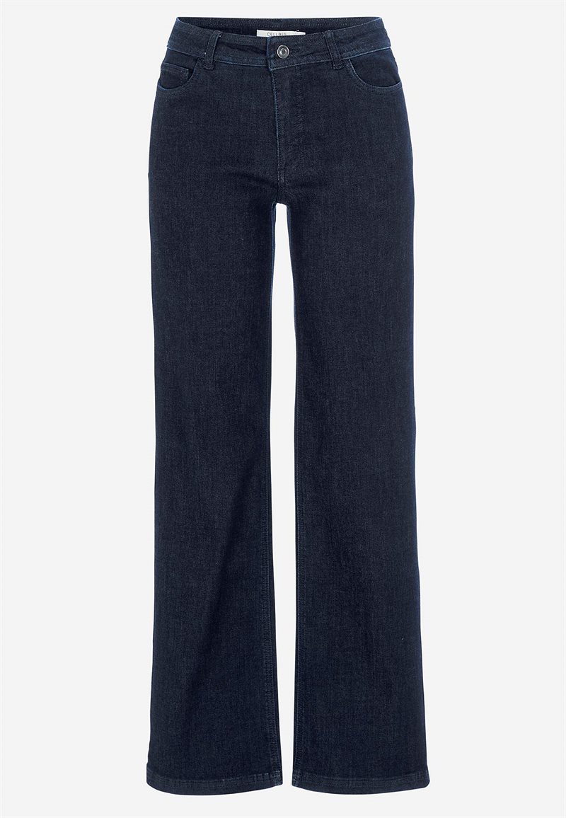 Brede jeans i denim med superstræk Sara