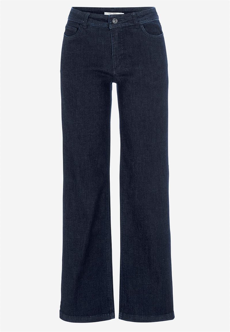 Brede jeans i denim med superstræk Sara
