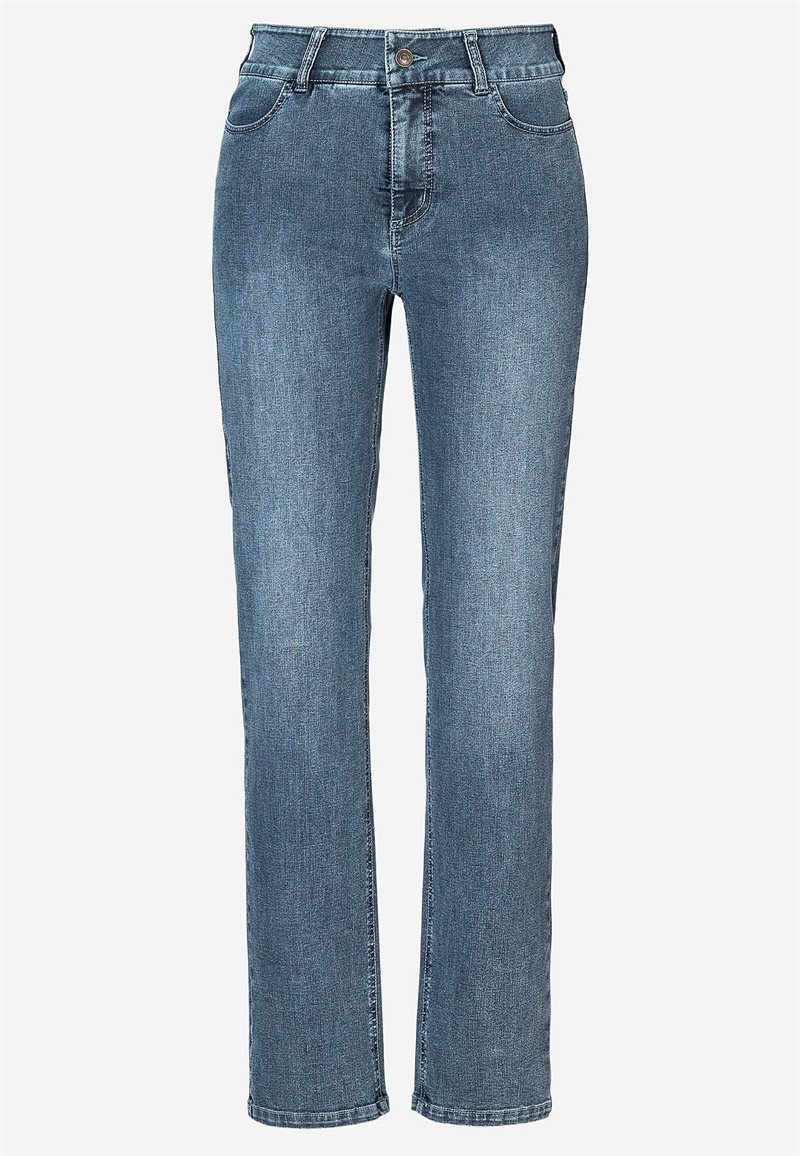 Lige jeans i denim med stræk Sara