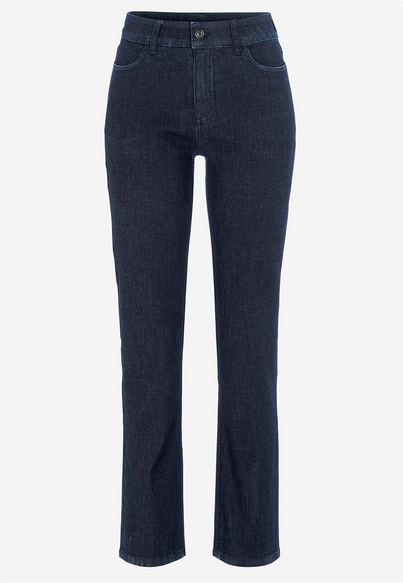 Lige jeans i denim med stræk Sara
