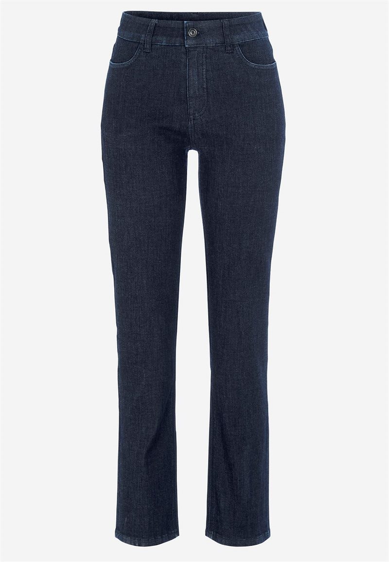 Lige jeans i denim med stræk Sara