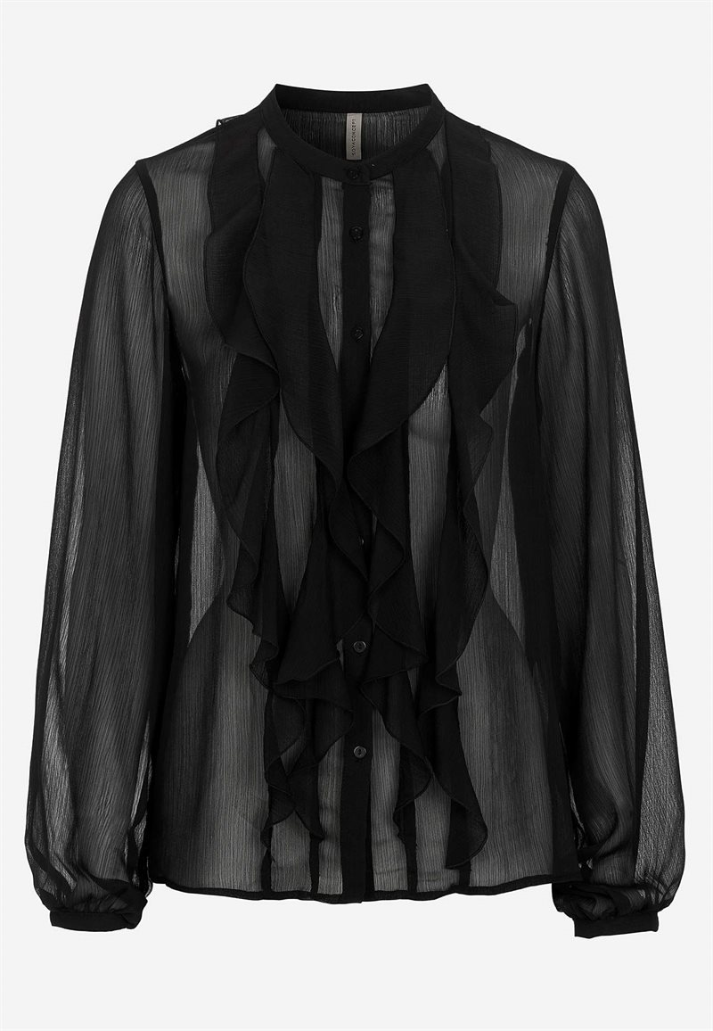 Chiffonbluse med volanter
