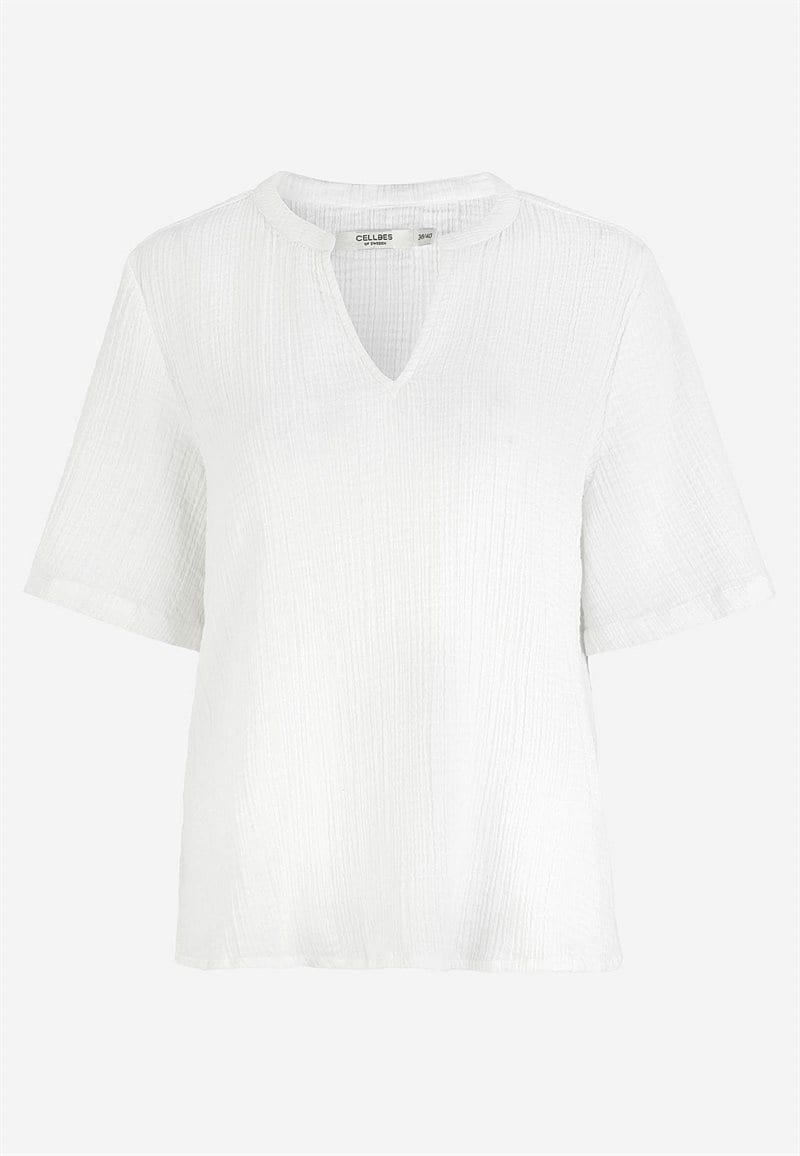 Bluse i rynket bomuld