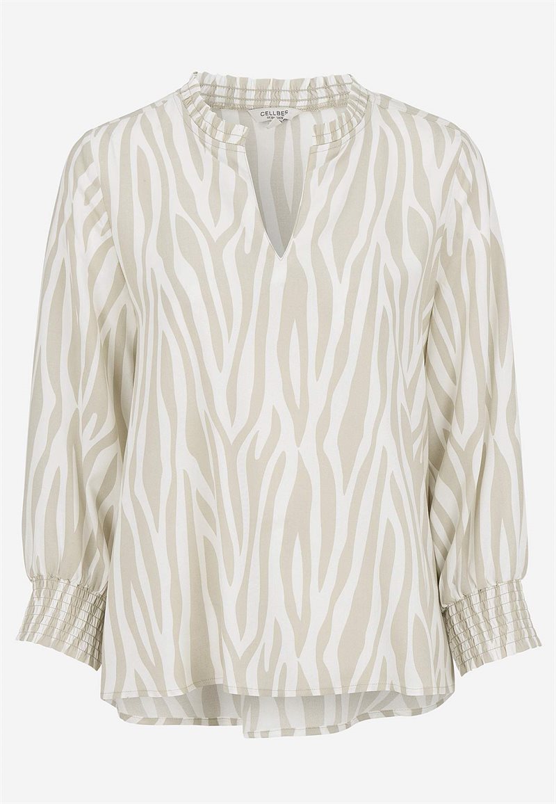 Vævet, mønstret bluse