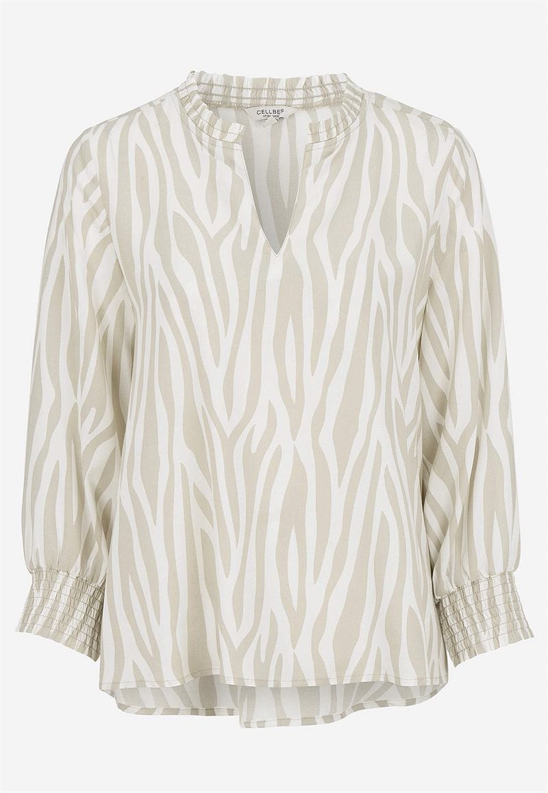 Vævet, mønstret bluse