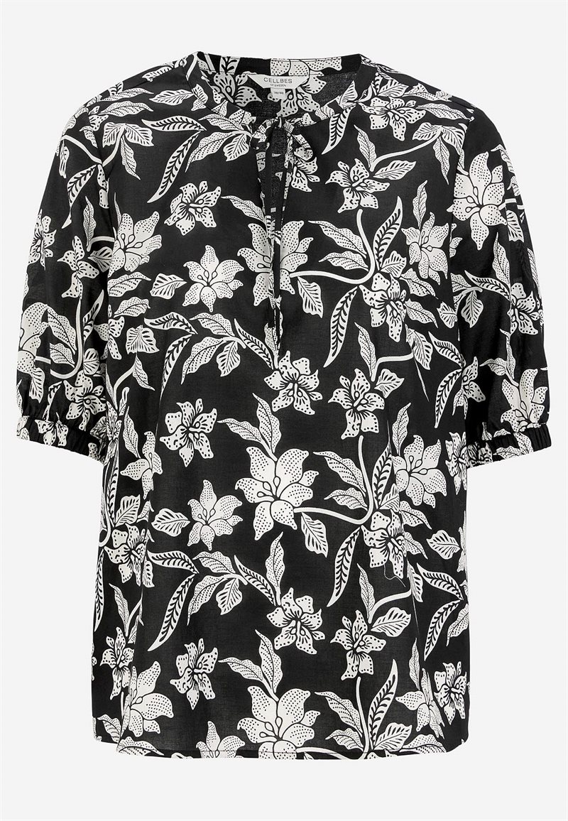 Vævet, mønstret bluse