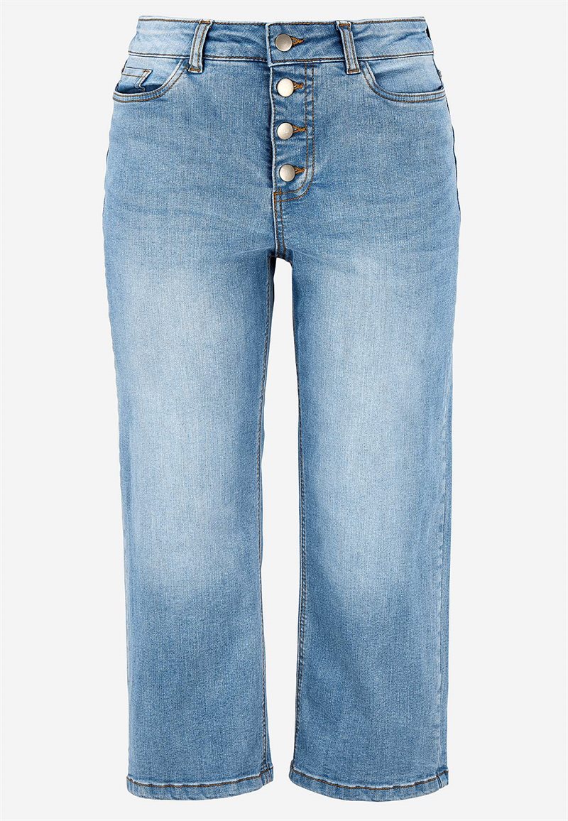 Crop jeans med knaplukning