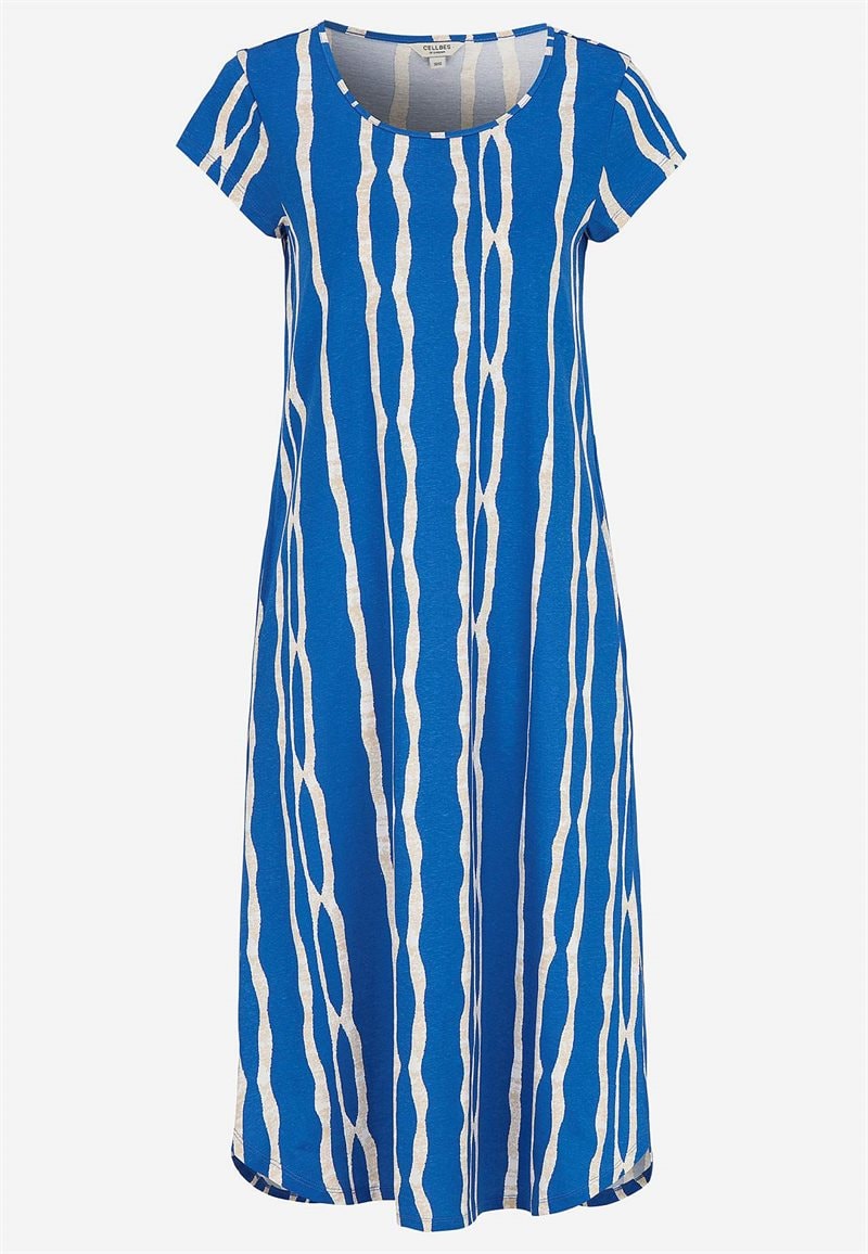 Mønstret jerseykjole med lommer