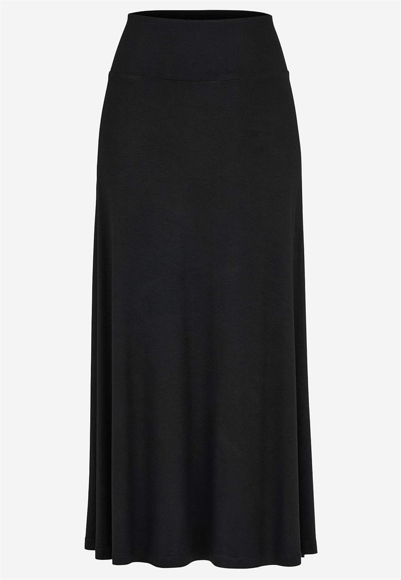 Lang jerseynederdel med svaj