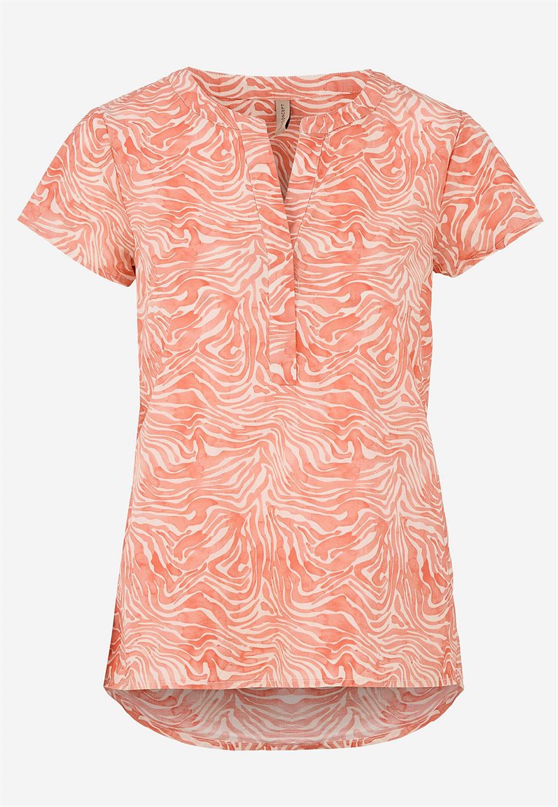 Vævet, mønstret bomuldsbluse