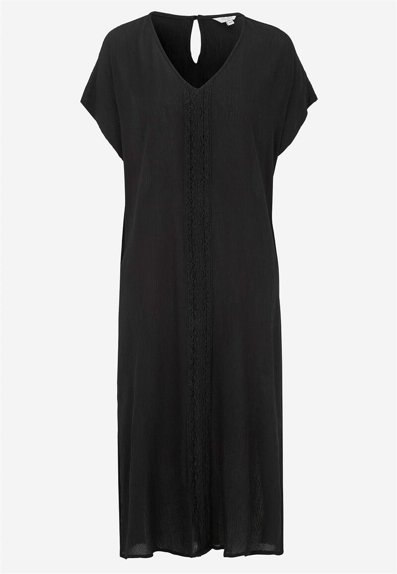 Kreppet kjole med lommer