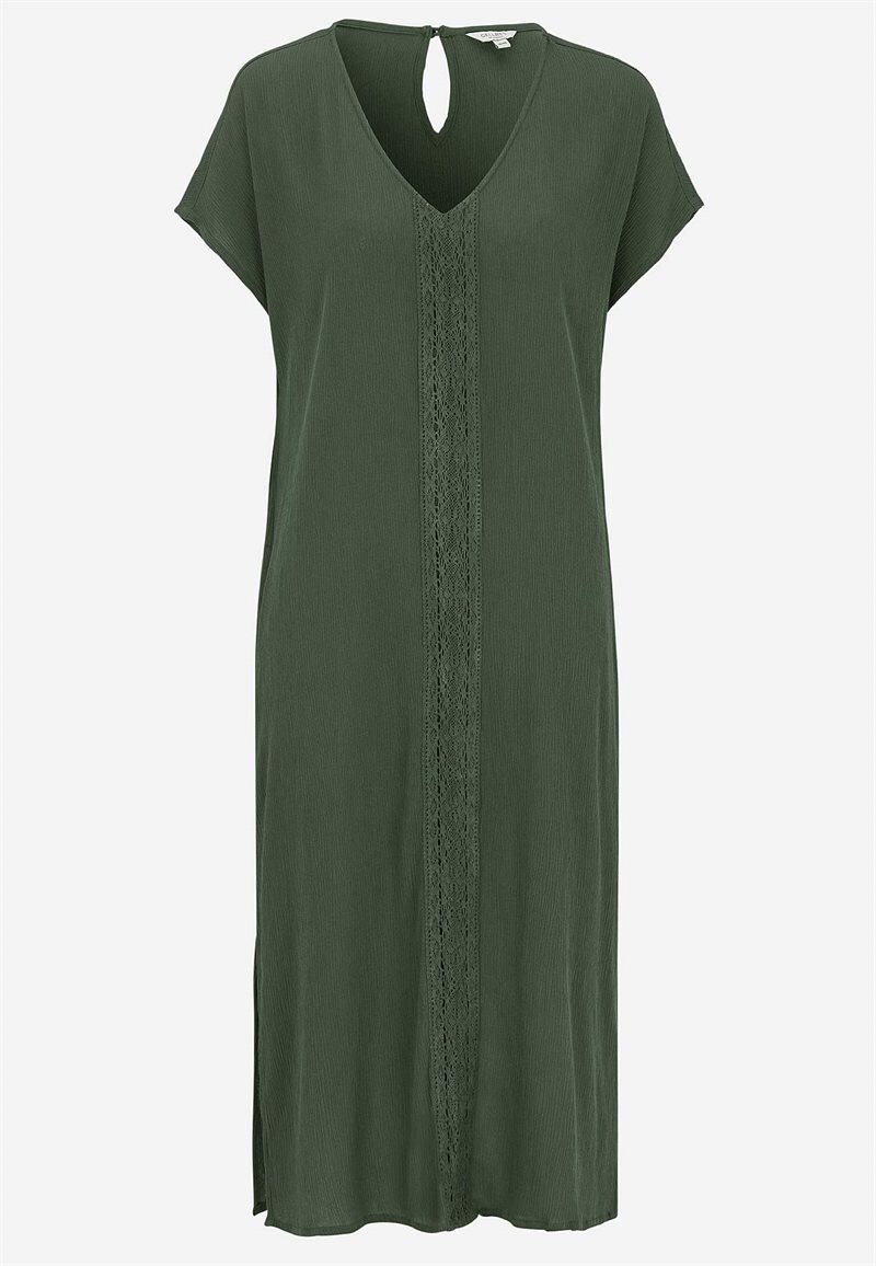 Kreppet kjole med lommer