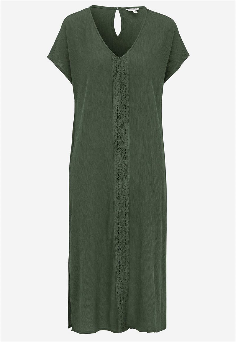 Kreppet kjole med lommer