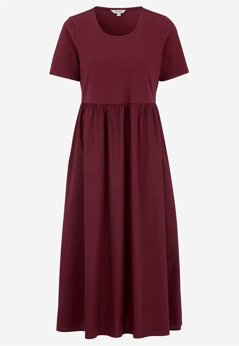 Kjole i poplin og jersey