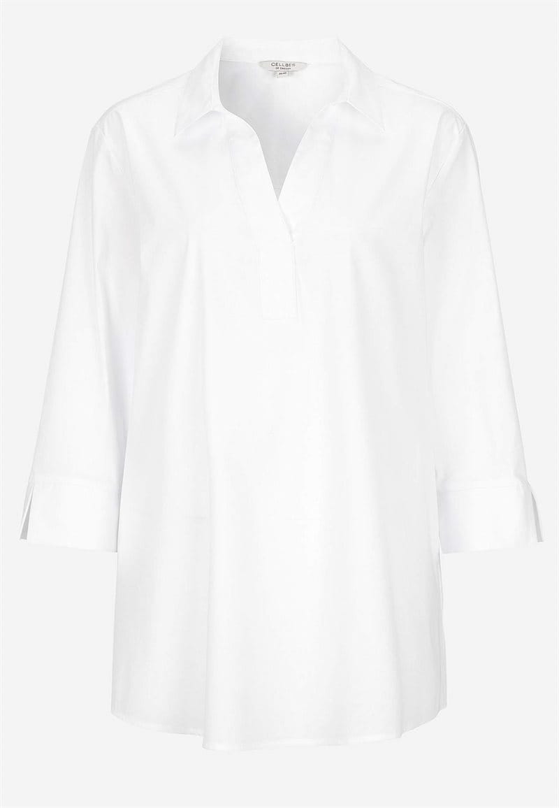 Vævet tunika i poplin