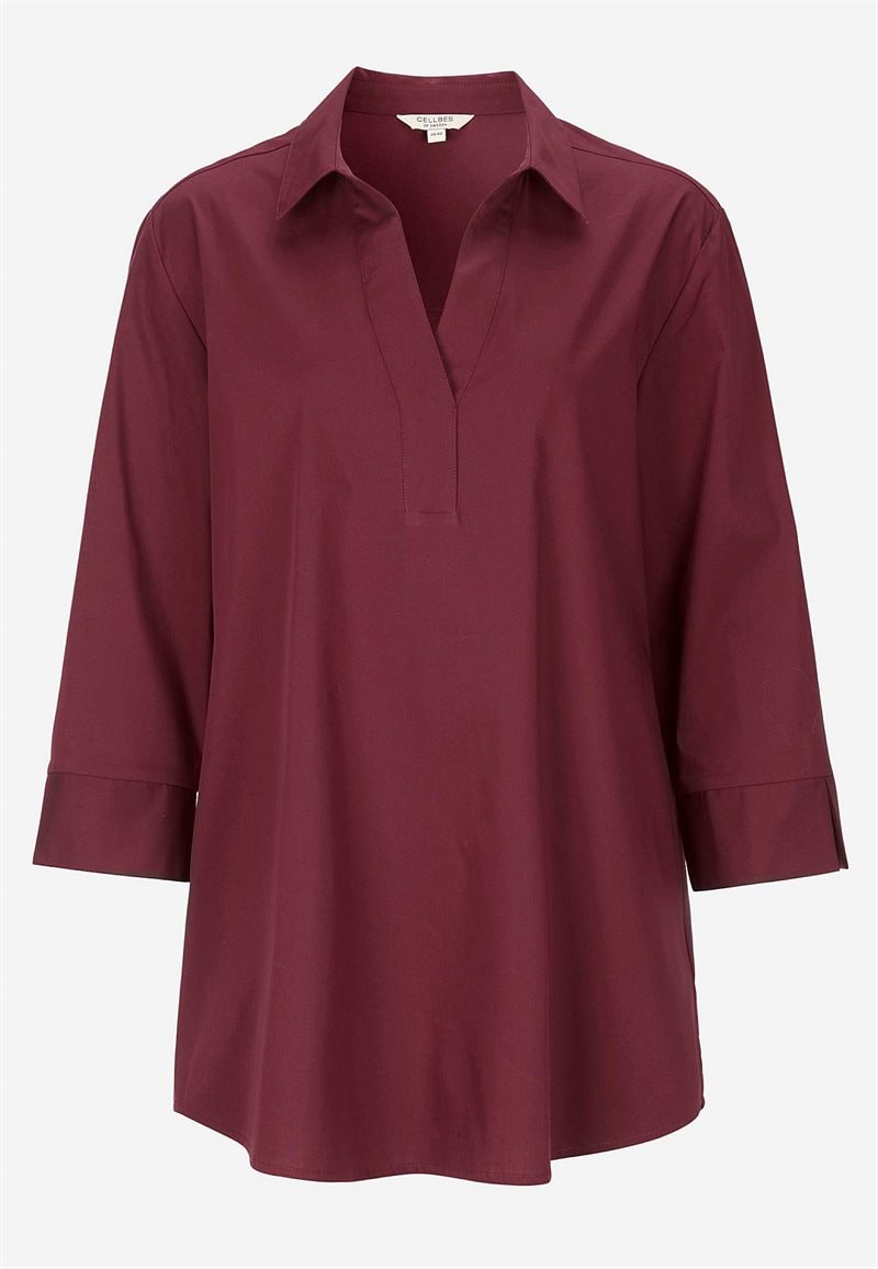 Vævet tunika i poplin