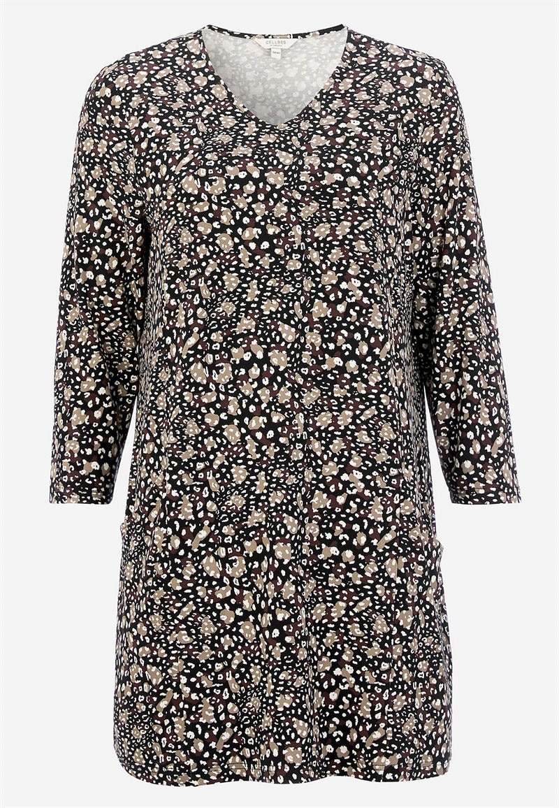 Mønstret jerseytunika med lommer