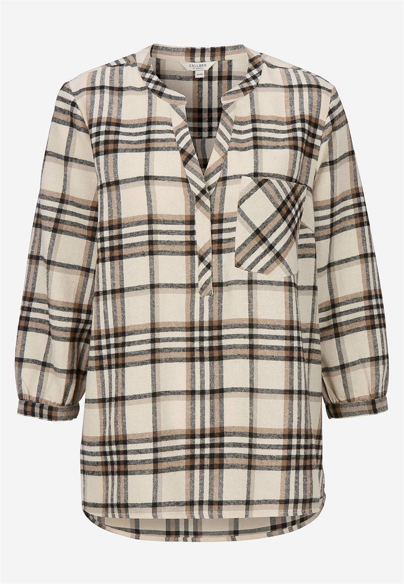 Bluse i flonel med brystlomme